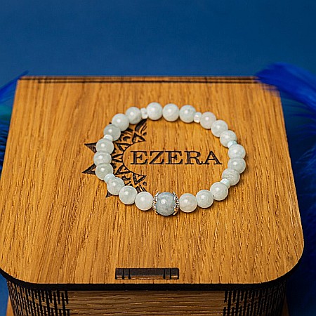 Bratara dama Serena din cristale de Acvamarin si Angelit, cu accesorii din Argint 925 [4]