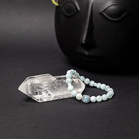 Bratara dama Serena din cristale de Acvamarin si Angelit, cu accesorii din Argint 925 [10]