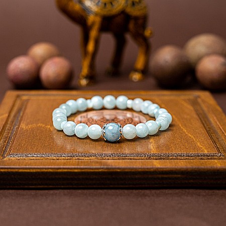 Bratara dama Serena din cristale de Acvamarin si Angelit, cu accesorii din Argint 925 [3]