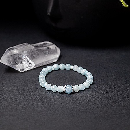 Bratara dama Serena din cristale de Acvamarin si Angelit, cu accesorii din Argint 925 [9]