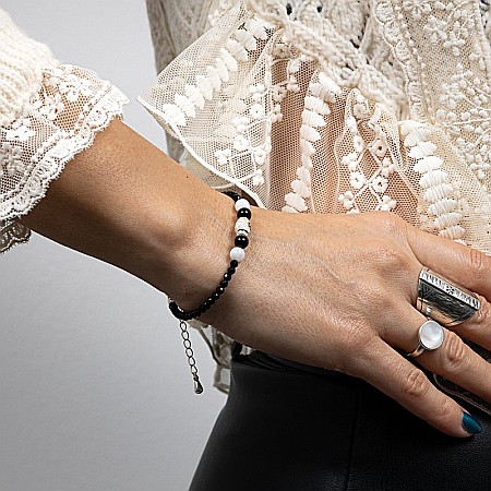 Bratara dama Shrey din pietre naturale de Spinel negru cu accesorii si sistem de inchidere din argint 925 [14]