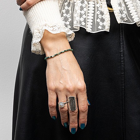 Bratara dama pietre naturale de Smarald fatetat Memphis cu sistem de inchidere din argint [8]