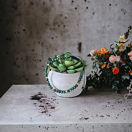 Bratara Dama snur Miland din pietre semipretioase de Malachit natural cu accesorii din Argint [9]