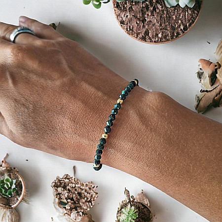 Bratara Dama snur Miland din pietre semipretioase de Malachit natural cu accesorii din Argint [4]