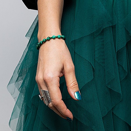 Bratara dama Verdi, din pietre semipretioase de Malachit [1]