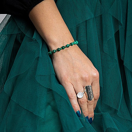 Bratara dama Verdi, din pietre semipretioase de Malachit