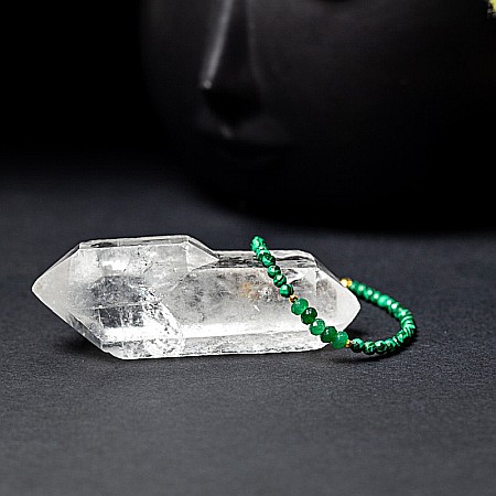 Bratara dama Vishal din pietre sintetice de Malachit si Jad Verde cu sistem de inchidere din argint 925 placat cu aur 14K [4]