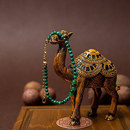 Bratara dama Vishal din pietre sintetice de Malachit si Jad Verde cu sistem de inchidere din argint 925 placat cu aur 14K [3]