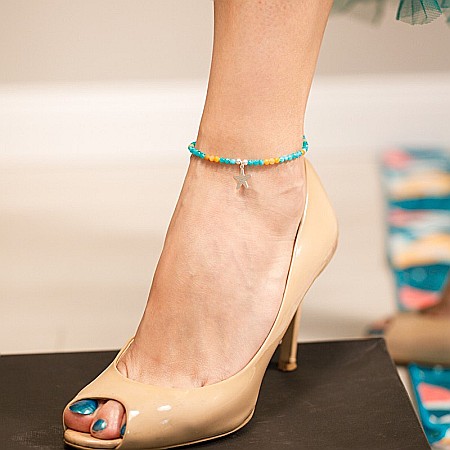 Bratara de picior Maya din cristale de Amazonit si Topaz cu charm Steluta de mare din Argint ❤️ [9]