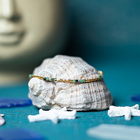 Bratara delicata Boho din pietre semipretioase de Rubin Zoisit placata cu aur de 18K [6]