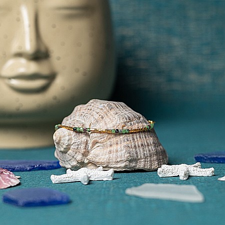 Bratara delicata Boho din pietre semipretioase de Rubin Zoisit placata cu aur de 18K [7]