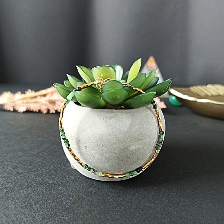 Bratara delicata Boho din pietre semipretioase de Rubin Zoisit placata cu aur de 18K [3]