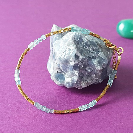 Bratara delicata Boho din pietre semipretioase de Apatit placata cu aur de 18K [9]