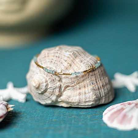 Bratari miyuki - Bratara delicata Boho din pietre semipretioase de Apatit placata cu aur de 18K