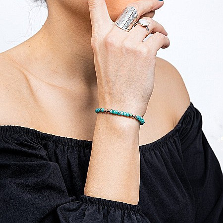 Bratara din jad verde-turcoaz fatetat si hematit rose gold, Debra [10]