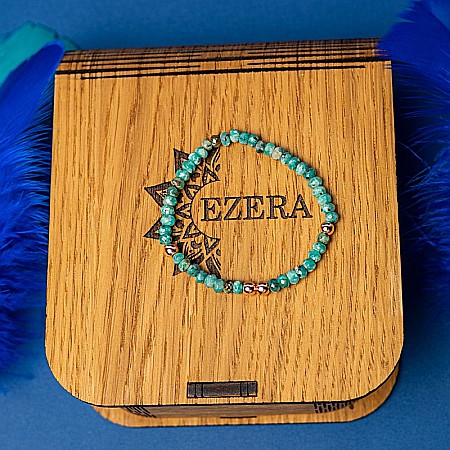 Bratara din jad verde-turcoaz fatetat si hematit rose gold, Debra [6]