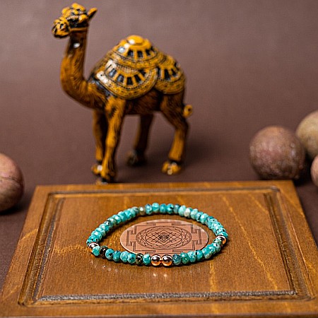 Bratara din jad verde-turcoaz fatetat si hematit rose gold, Debra [2]