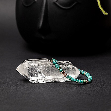 Bratara din jad verde-turcoaz fatetat si hematit rose gold, Debra [1]