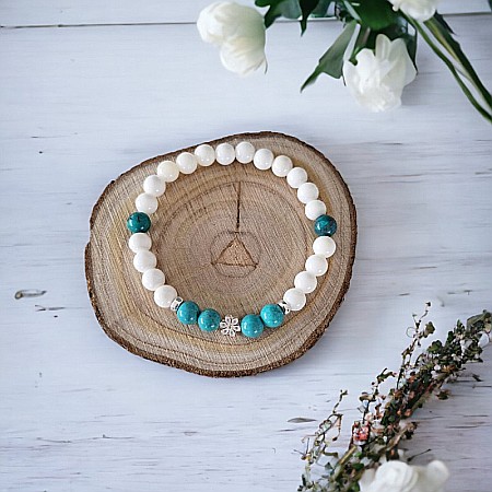 Bratara din pietre naturale de Turcoaz si Tridacna Doria cu accesorii din argint 925 [8]