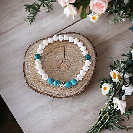 Bratara din pietre naturale de Turcoaz si Tridacna Doria cu accesorii din argint 925 [6]