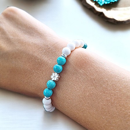 Bratara din pietre naturale de Turcoaz si Tridacna Doria cu accesorii din argint 925 [1]