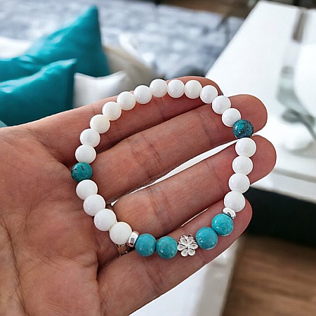 Bratara din pietre naturale de Turcoaz si Tridacna Doria cu accesorii din argint 925 [2]