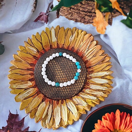 Bratara din pietre naturale de Turcoaz si Tridacna Doria cu accesorii din argint 925 [3]