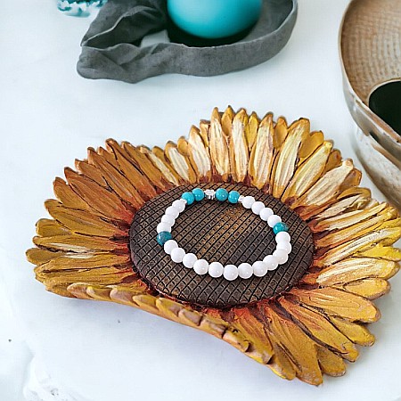 Bratara din pietre naturale de Turcoaz si Tridacna Doria cu accesorii din argint 925 [4]