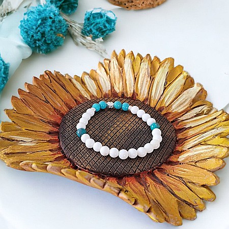 Bratara din pietre naturale de Turcoaz si Tridacna Doria cu accesorii din argint 925 [5]