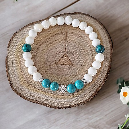 Bratara din pietre naturale de Turcoaz si Tridacna Doria cu accesorii din argint 925 [7]