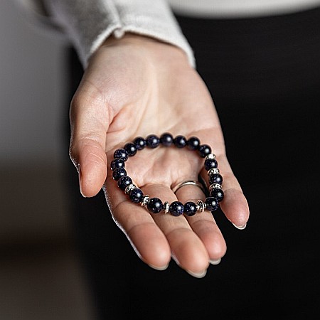 Bratara din pietre Sand Stone, realizata manual, Brigitta, sfere de 8mm