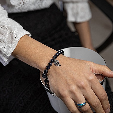 Cristale dupa culoare - Bratara din pietre Sand Stone, realizata manual, Brigitta, sfere de 8mm