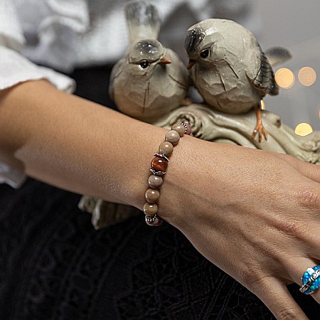 Bijuterii Rodonit - Bratara din pietre semipretioase de Rodonit, Tora, margele de 8mm