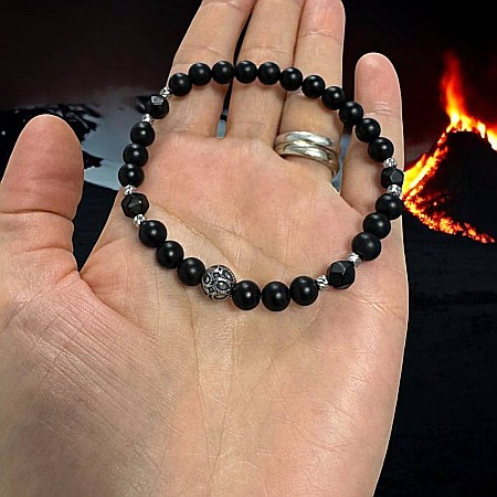 Bratara elastica barbati Elmer din onix mat si accesorii din inox [1]