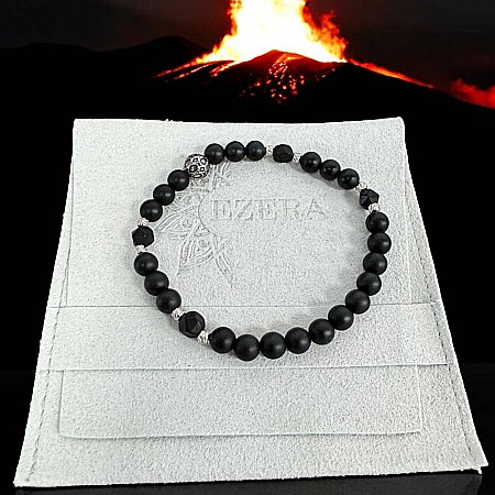 Bratara elastica barbati Elmer din onix mat si accesorii din inox [5]