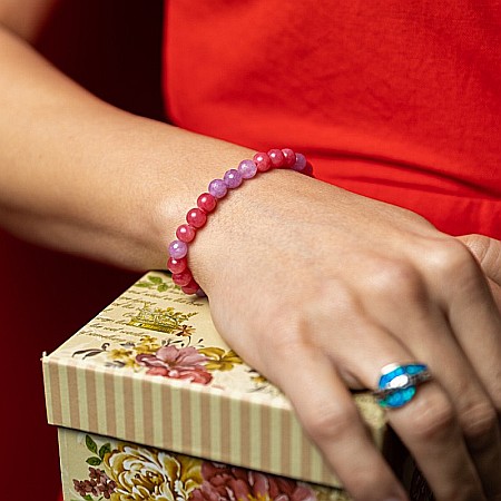 Bratara elastica cu pietre semipretioase fete Namya din cristale de Jad, sfere de 6mm [1]