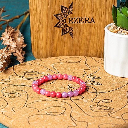 Bratara elastica cu pietre semipretioase fete Namya din cristale de Jad, sfere de 6mm [7]