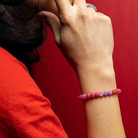 Bratara elastica cu pietre semipretioase fete Namya din cristale de Jad, sfere de 6mm [3]