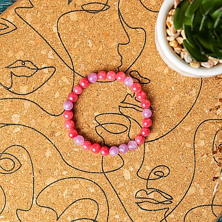 Bratara elastica cu pietre semipretioase fete Namya din cristale de Jad, sfere de 6mm [8]