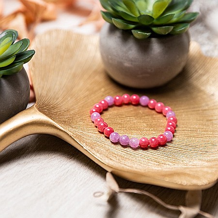 Bratara elastica cu pietre semipretioase fete Namya din cristale de Jad, sfere de 6mm [5]