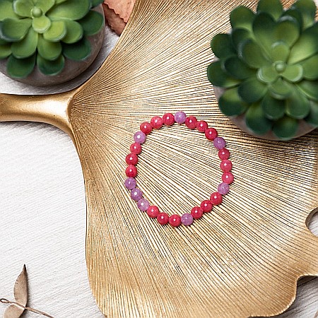 Bratara elastica cu pietre semipretioase fete Namya din cristale de Jad, sfere de 6mm [6]