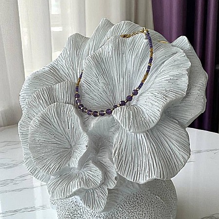 Bratara eleganta cu cristale de Ametist cu Miyuki mov si argint placat cu aur [2]