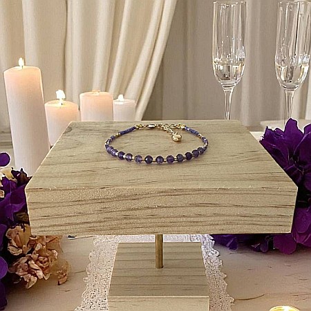 Bratara eleganta cu cristale de Ametist cu Miyuki mov si argint placat cu aur [4]