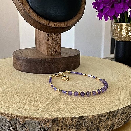 Bratara eleganta cu cristale de Ametist cu Miyuki mov si argint placat cu aur [3]