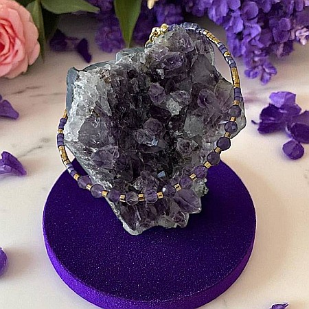 Bratara eleganta cu cristale de Ametist cu Miyuki mov si argint placat cu aur [5]