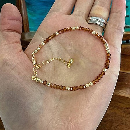 Bratara eleganta dama Farida cu granat portocaliu si argint placat cu aur 925 [4]