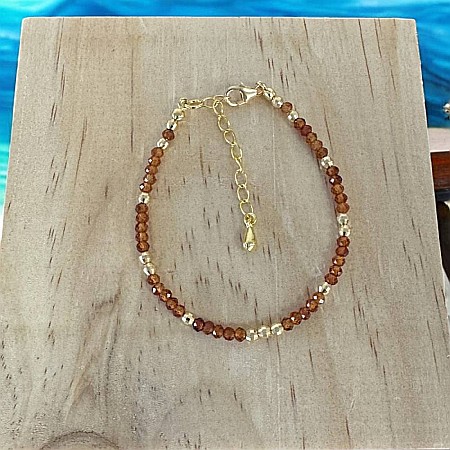 Bratara eleganta dama Farida cu granat portocaliu si argint placat cu aur 925 [3]