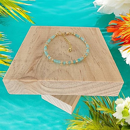 Bratara eleganta dama handmade Nabila cu Amazonit si argint placat cu aur 925 [10]