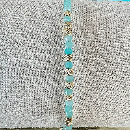 Bratara eleganta dama handmade Nabila cu Amazonit si argint placat cu aur 925 [3]