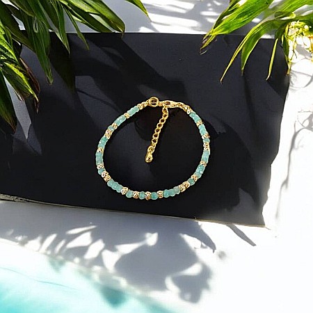 Bratara eleganta dama handmade Nabila cu Amazonit si argint placat cu aur 925 [7]